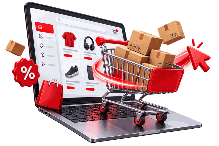 Online-Shop mit Warenkorb und Produkten